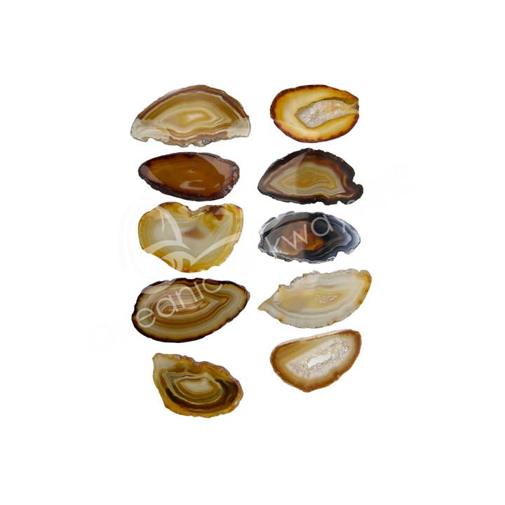 Oceanic Linkways Inc - Wholesale Spiritual Stone/Crystal - SLICE - AGATE, NATURAL 2-4"1