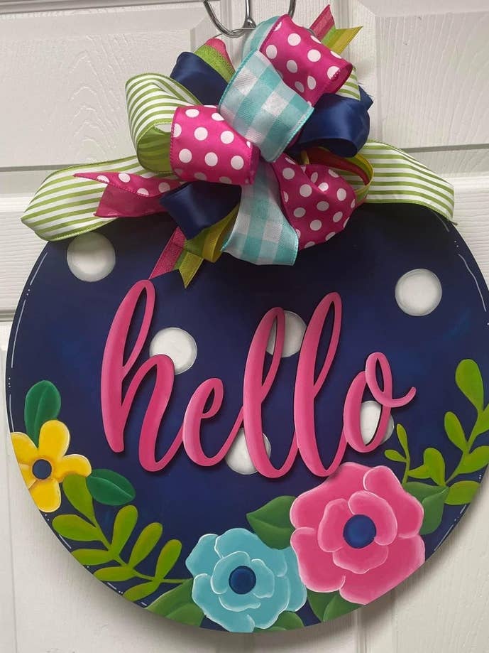 Cercle Bonjour Printemps/Été Floral et Pois pour la vente par Chelle Belle's Creations
