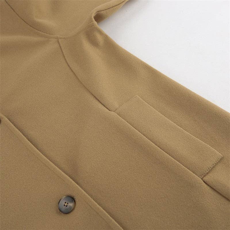 Brown Long Loose Thick Double Breasted Wool Coat for wholesale on Faire9