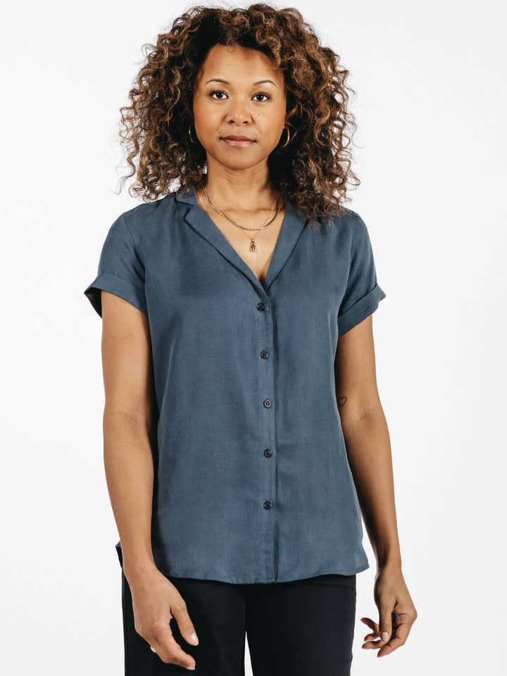 Innes Shirt / Navy for wholesale by Bridge & Burn