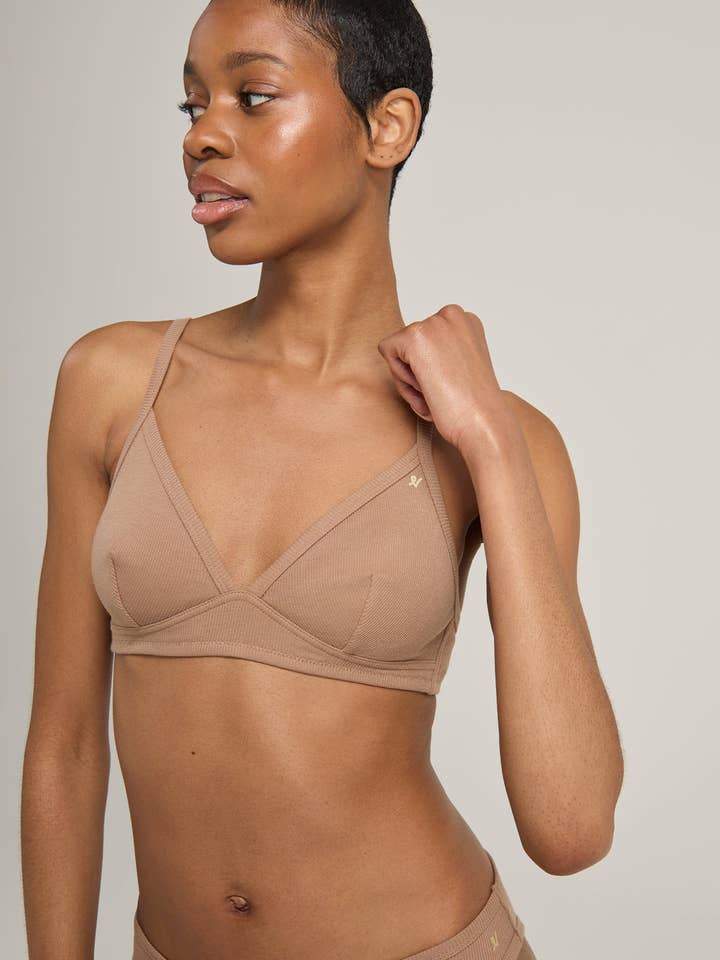 The Organic Cotton Easy Does It Bralette - Mocha for wholesale by Nudea