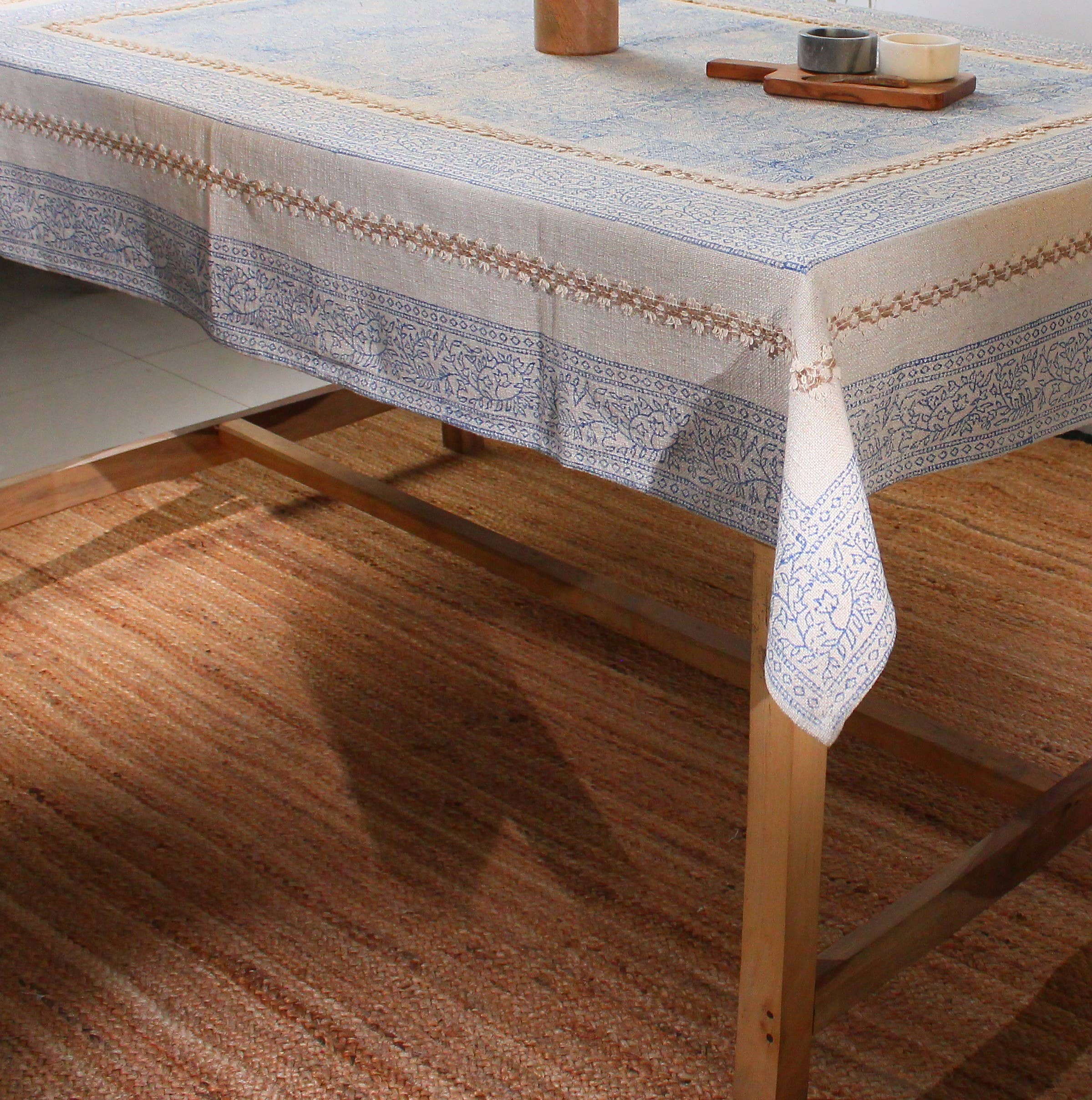 Eyda Homes - Wholesale Tablecloth - Handmade Cotton Tablecloth | Floral Block Print Table Cover3