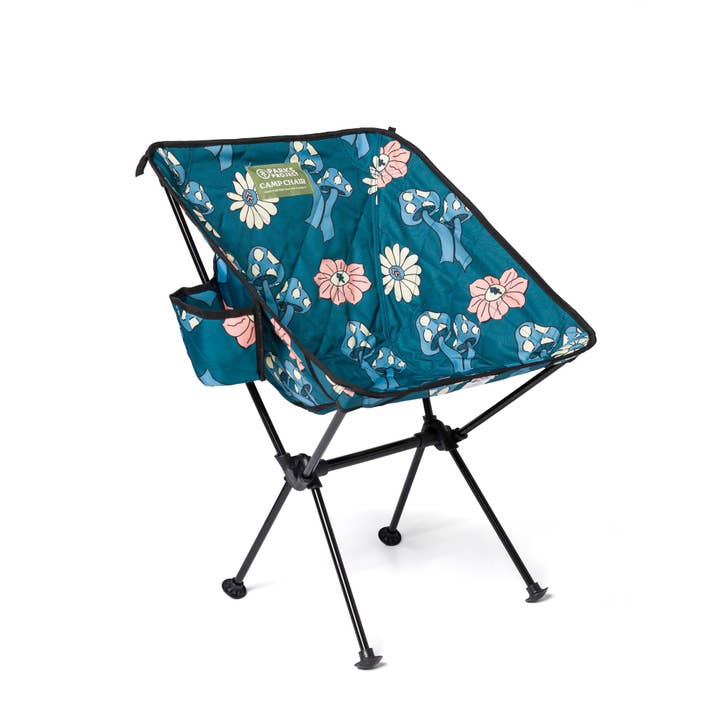 Dusty Teal Shrooms Quilted Packable Camp Chair for wholesale on Faire