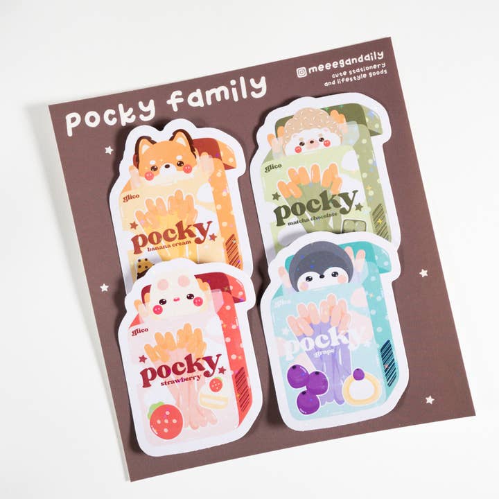 Pocky Collection Holo Vinyl Sticker Set for wholesale by Notmehmehstudio