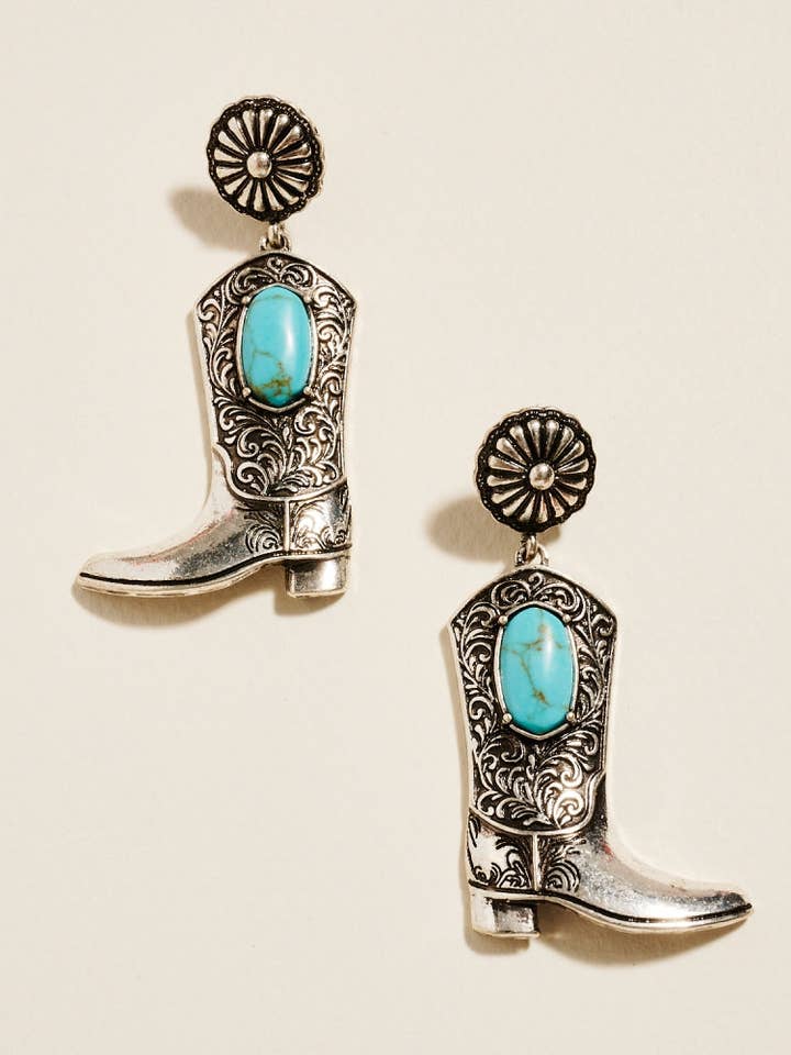 Semi Precious Stone Cowgirl Boot Post Earrings for wholesale by Designature New York