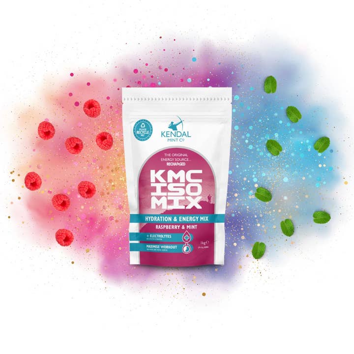 Kendal Mint Co® – wholesale Powdered health drink – KMC ISO MIX Isotonic Hydration | Raspberry & Mint | Recyclable Pouch 1kg - 27 Serves2