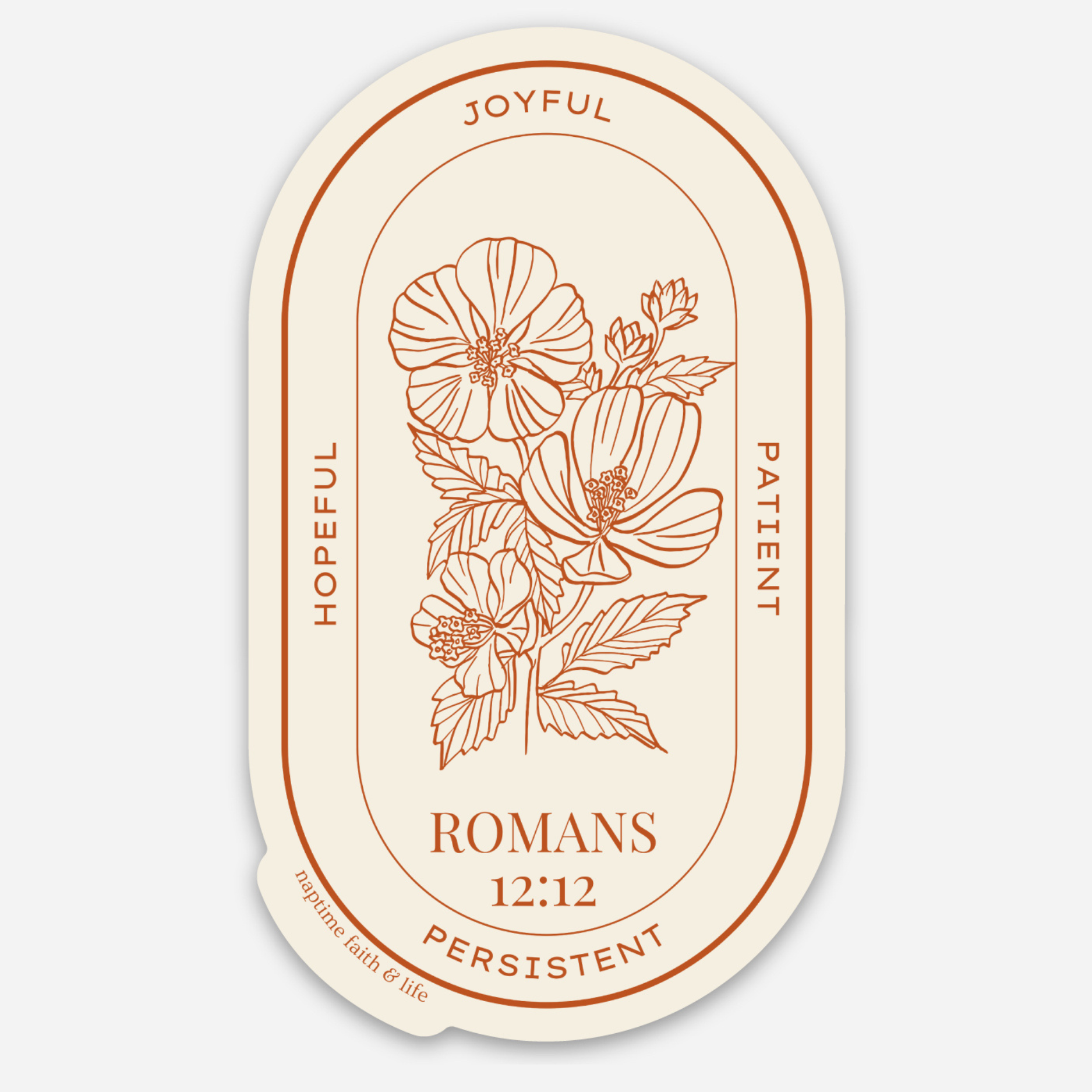 Faith & Life Christian Brands - Wholesale Sticker - Romans 12:12 Waterproof Vinyl Sticker | Christian Sticker0