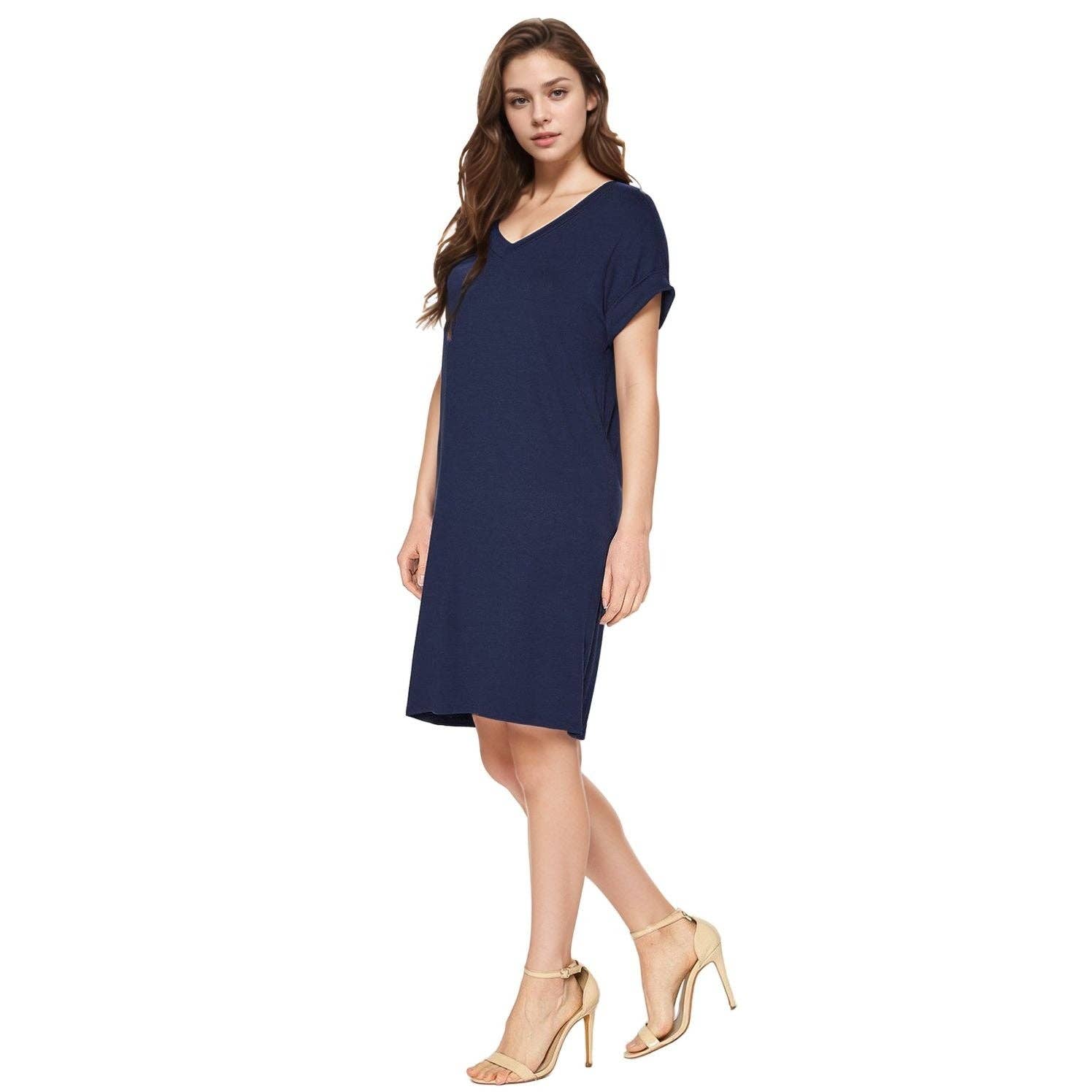 Robin K - Wholesale Dress - Women's - Women's Bellatrix V- Neck T-shirt Dress With Pocket10