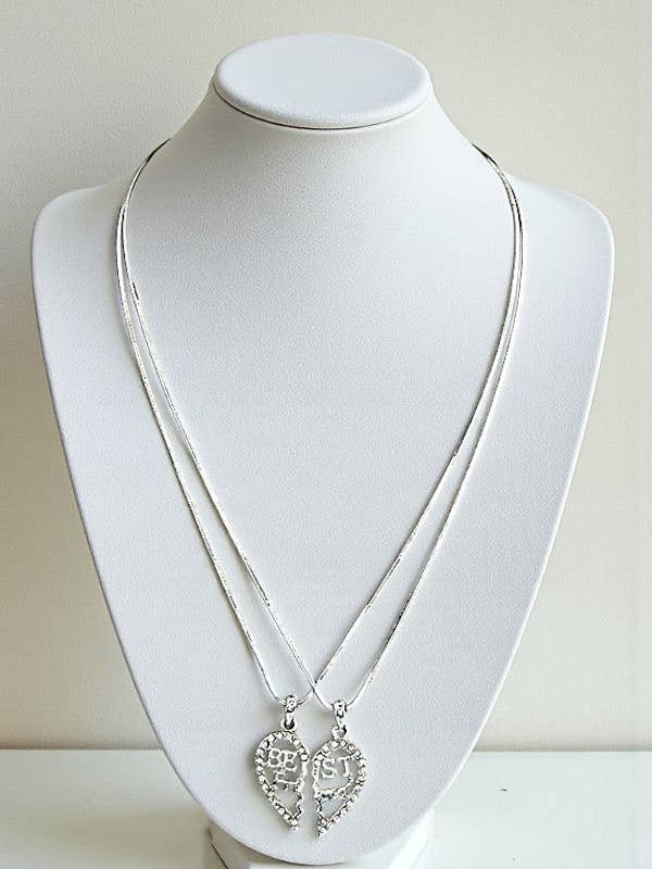 BESTE VRIEND RHINESTONE HART HANGERTJE KETTING SET voor wholesale door Andrea Bijoux