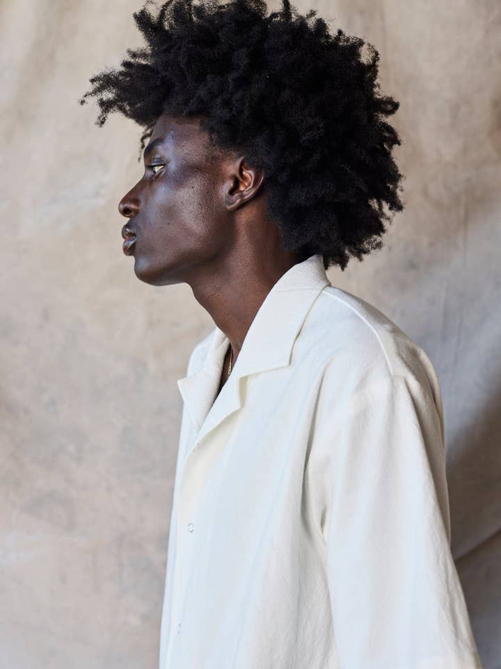 Shirt met slanke campkraag - Marine voor wholesale door Devlyn van Loon