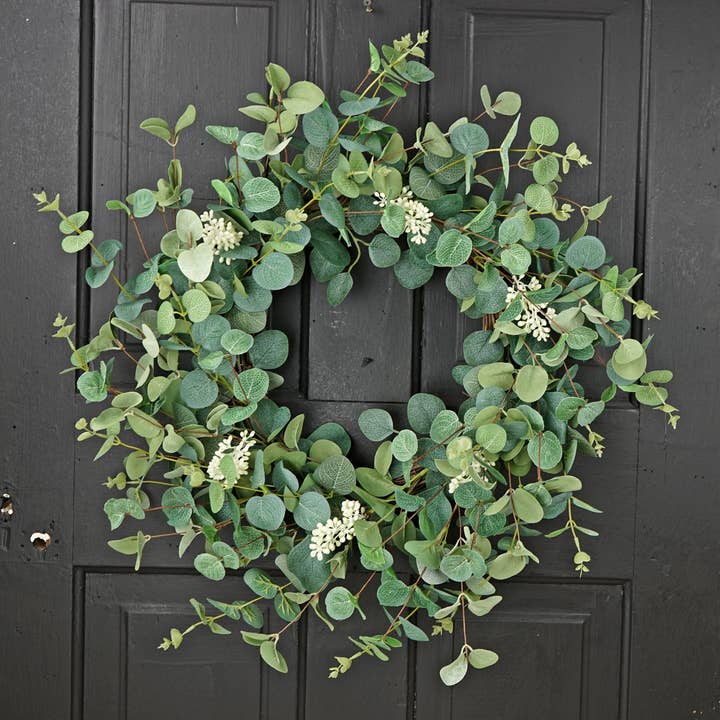 27520- 24in Twig Wreath-Seeded Silverdollar- for wholesale by Holiday Depot Inc.