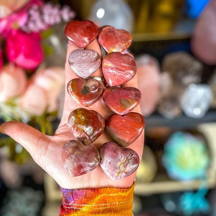 Mandala Gems – wholesale Andlig sten/kristall – Förstenat trä hjärta, Mors dag hjärta litet present