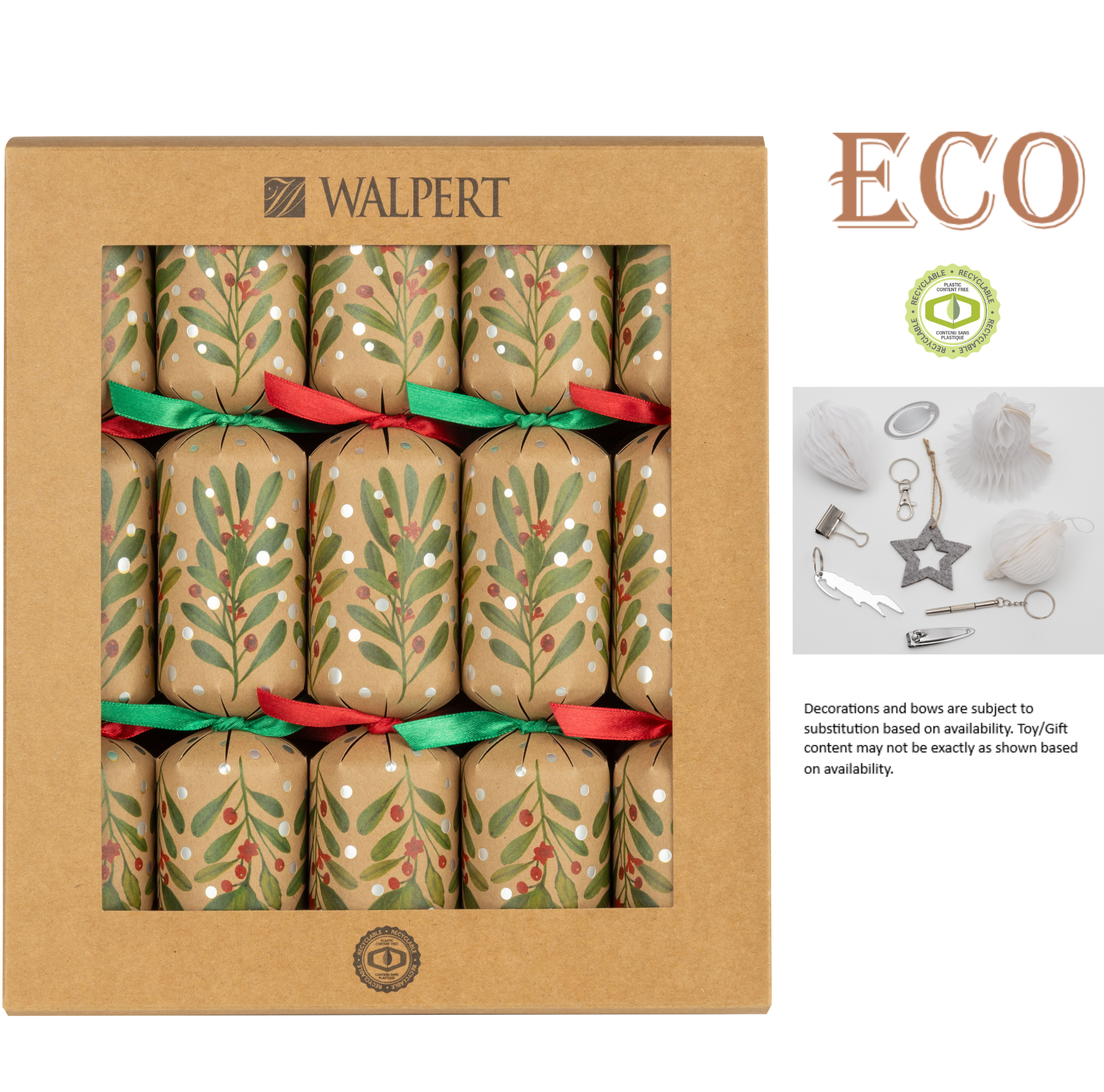 Silver Tree Home & Holiday - Wholesale Ornament - 5154-08: 11in 10ct ECO Branches & Berries on Kraft (ECO2)0