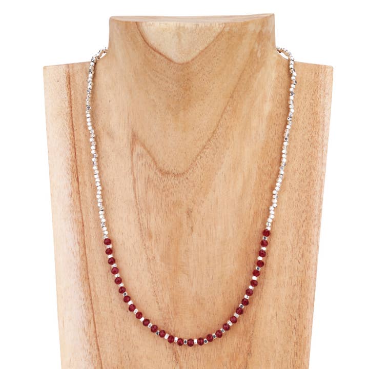 Collar de cuentas plata/rojo para venta al por mayor de Benjamin International