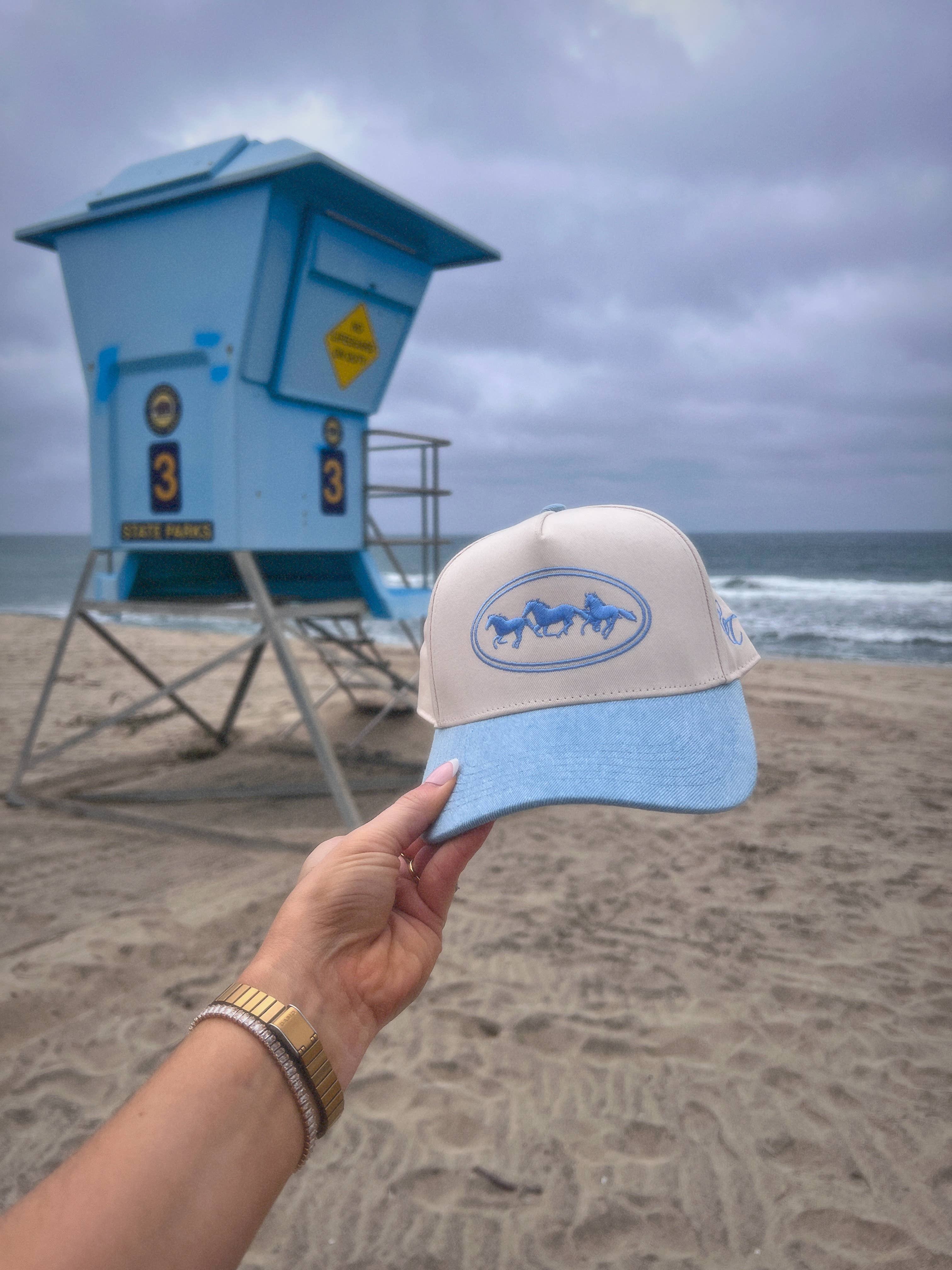 Coastal Cowboy - Wholesale Trucker Hat - Unisex - Denim Horses Trucker Hat