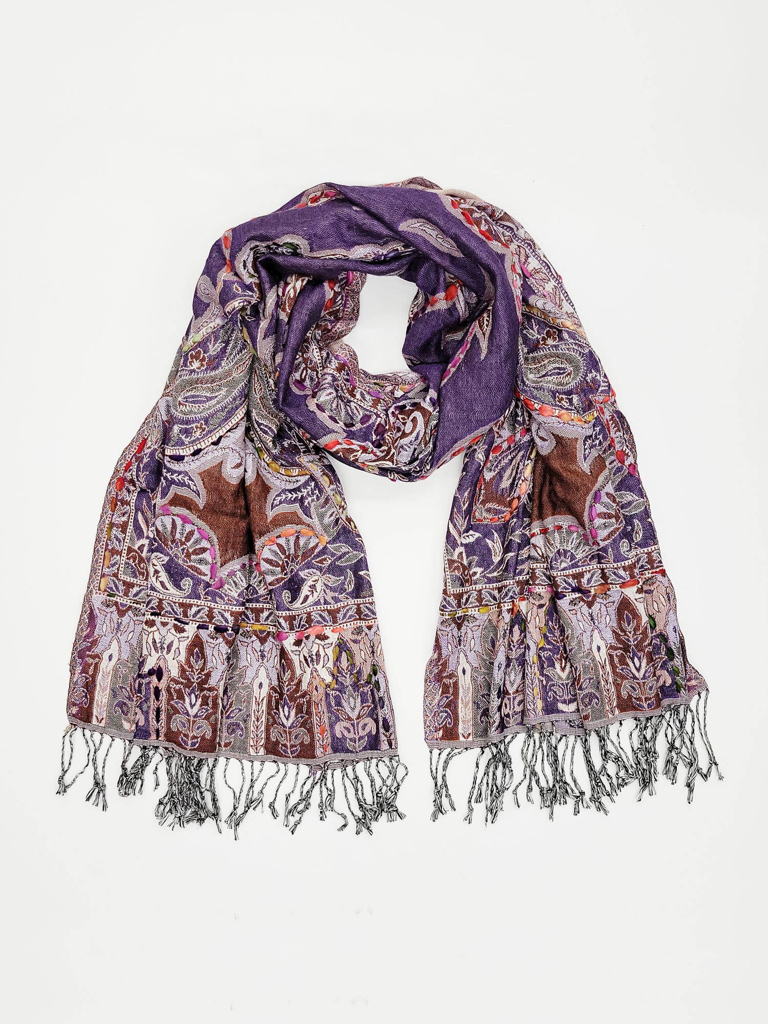 Raj Trading & Imports (USA) Inc. - Wholesale Scarf - Women's - Amanda Thick Stitch Embroidered Scarf Shawl22