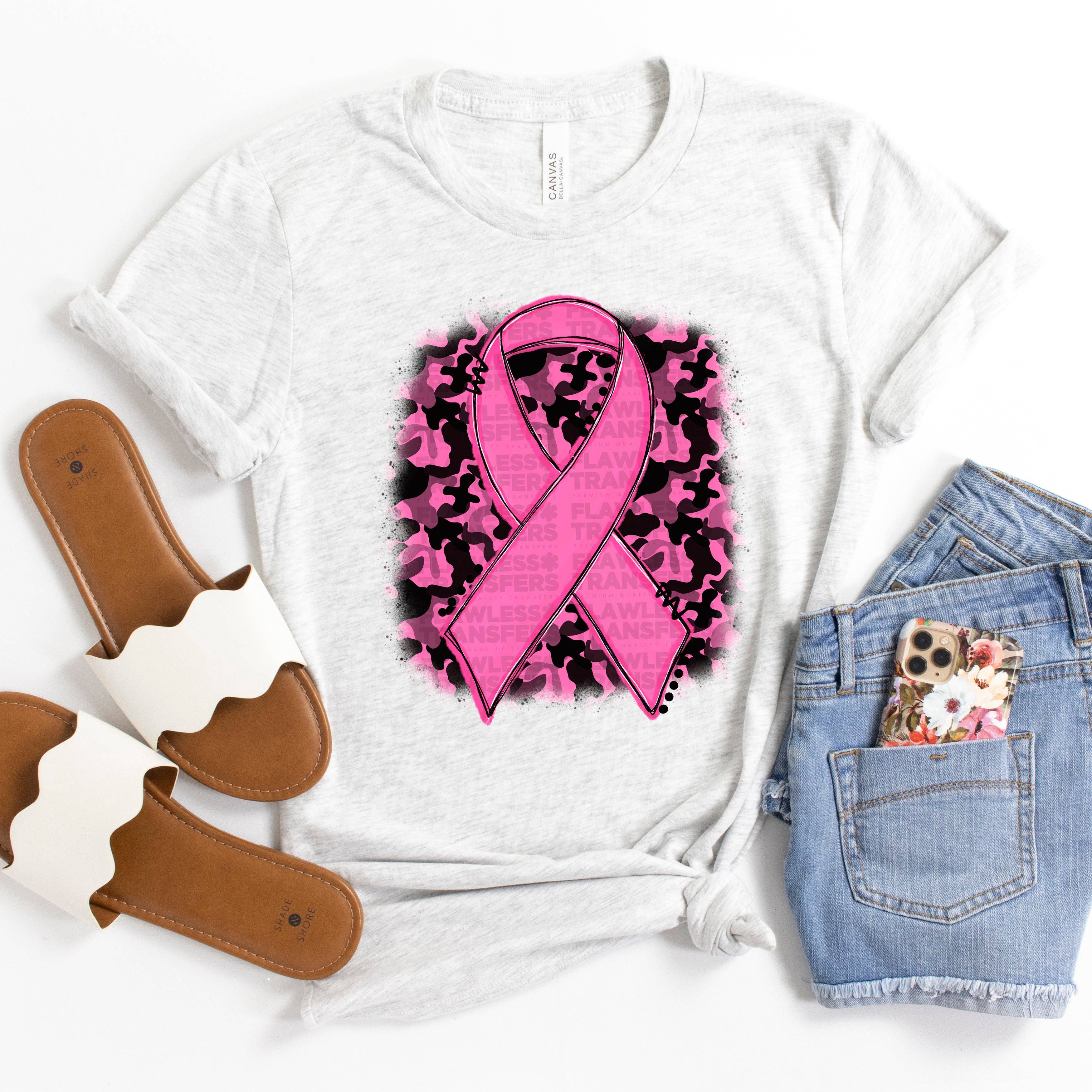 Flawless Transfers - Wholesale Sublimation Transfer - Camo Pink Ribbon DTF Transfer0