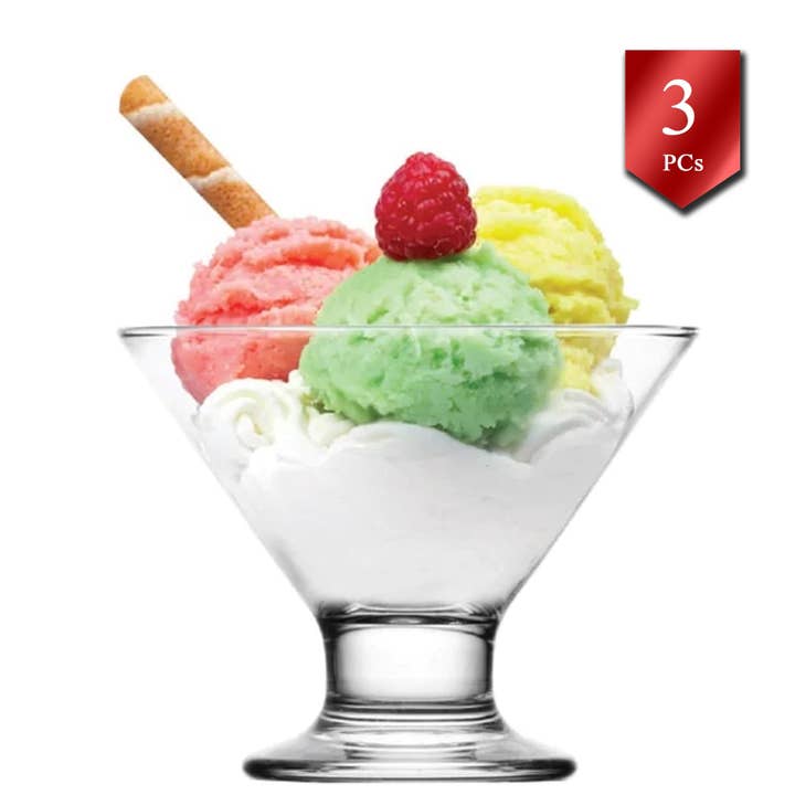 Hakan - Vendita all'ingrosso Ciotola - Set di ciotole in vetro per gelato, tazza da dessert Trifle 3 pezzi, 5,5 oz