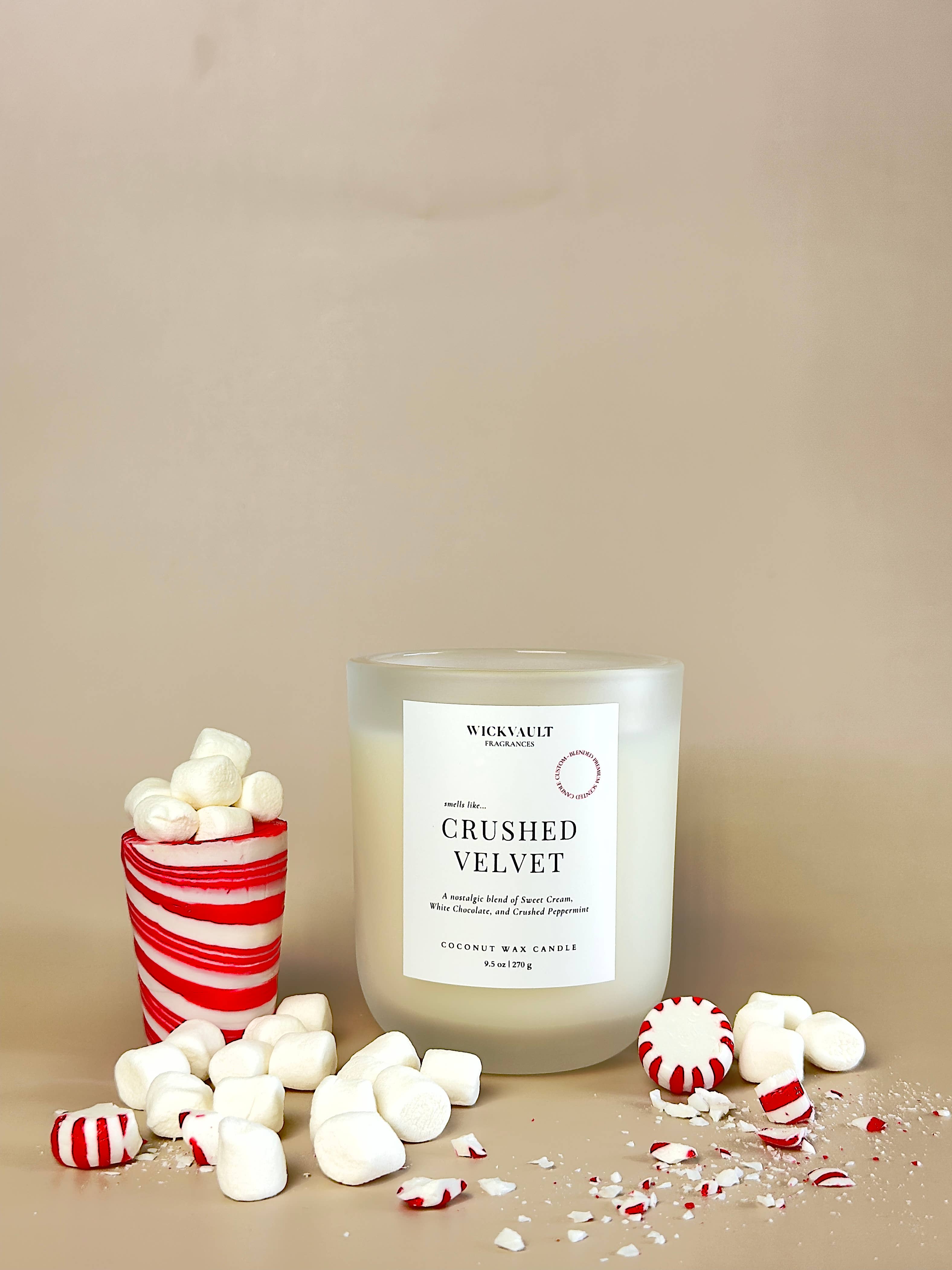 Wick Vault Fragrances - Wholesale Jar/Filled Candle - Crushed Velvet - 9.5 oz Frosted Glass Coconut Soy Wax Candle w/ Wooden Wick1