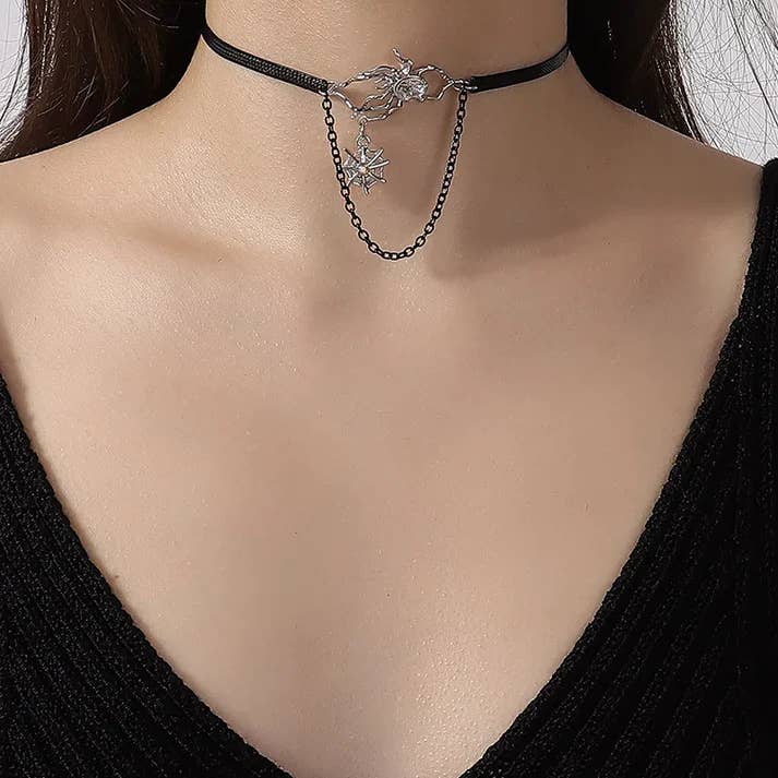 Colar de teia de aranha com estilo fixe e pedras de strass em atacado por atacado de Gooddiy