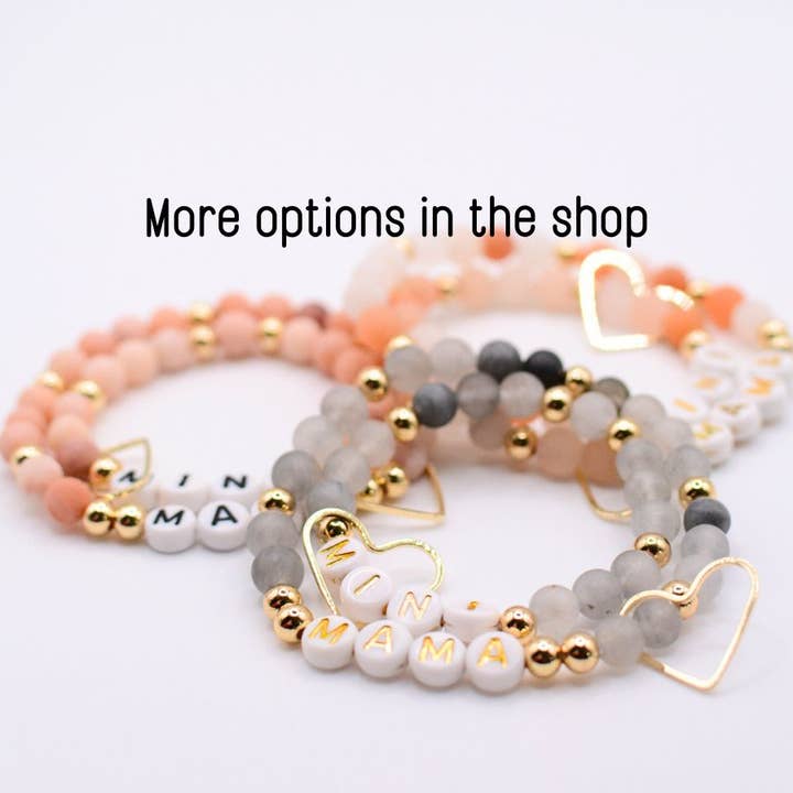 Two and Crew - Wholesale Charm/Dangle Bracelet - Mama MINI matching BLACK gold beaded bracelet jewelry set