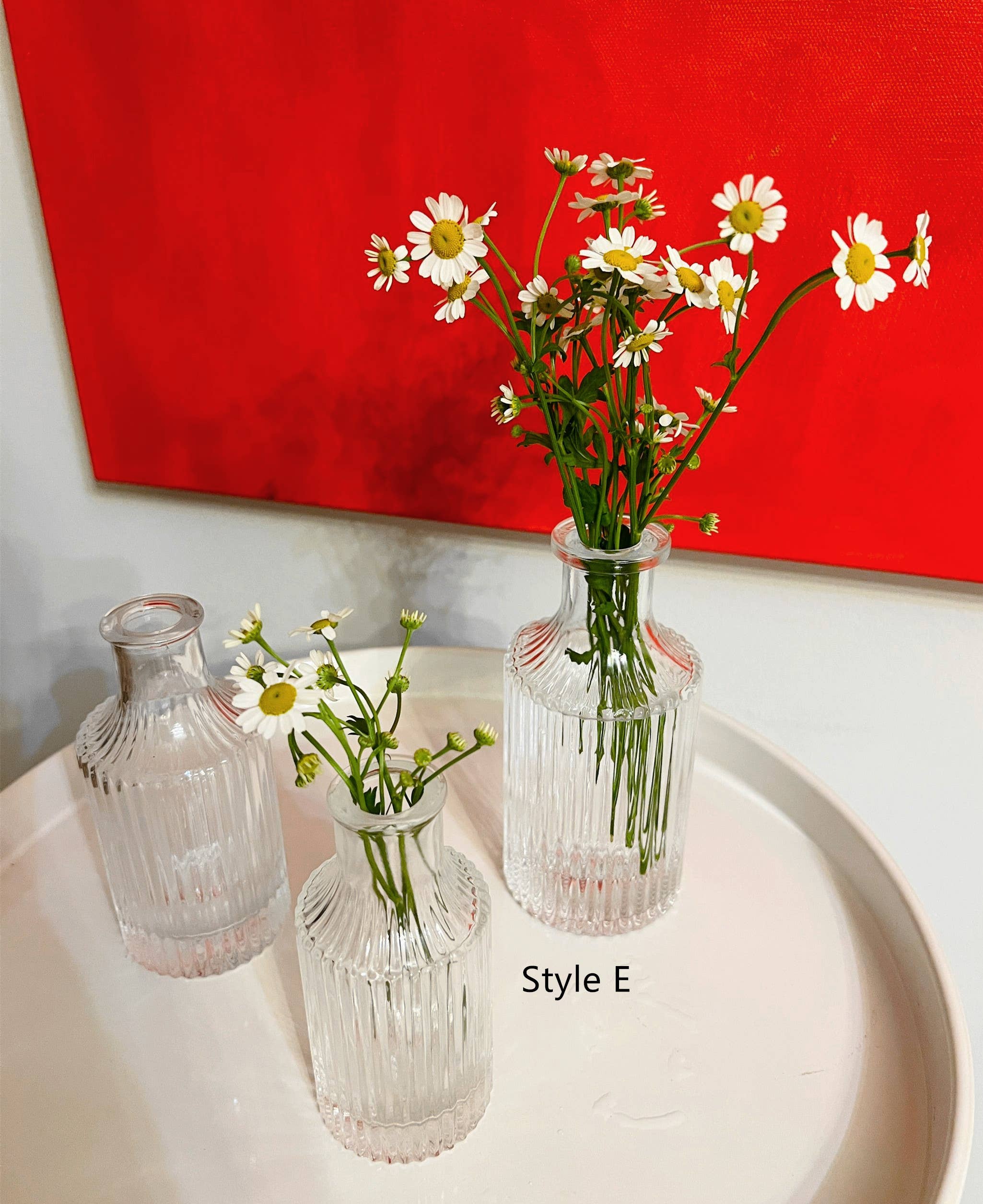 Sweet Home Deco - Wholesale Vase - Pleated Glass Bud Vase, Small Glass Vases, Clear5