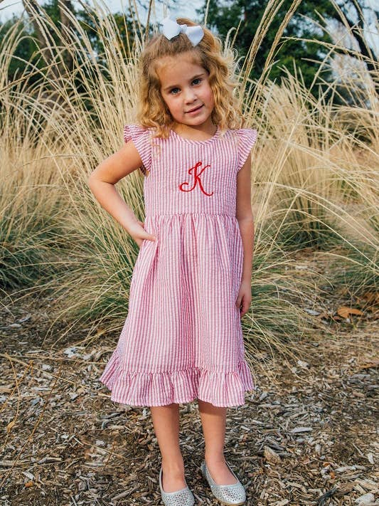 Love That Cotton - Vendita all'ingrosso Vestito - Bambini - Classico Seersucker Dress- Rosso0