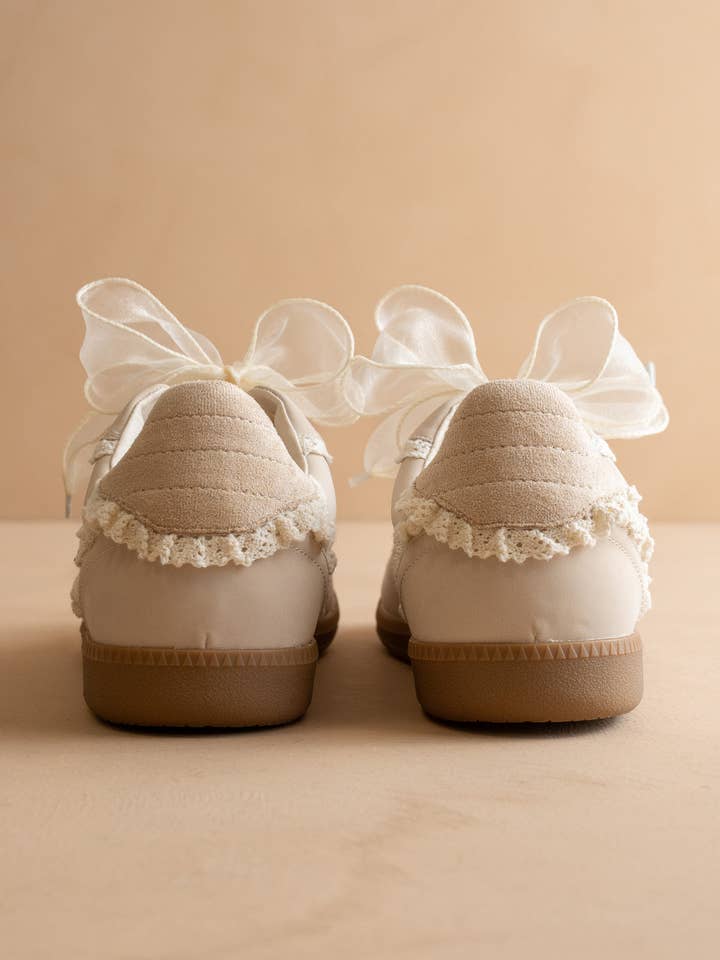 The April | Cream Lace-Trimmed Retro Sneaker for wholesale on Faire6