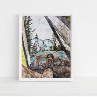 Hiking Boot Print for wholesale by Jennie Kilcup Watercolors