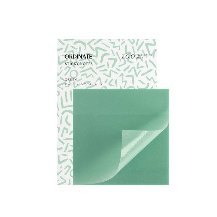 Green | Clear Transparent Sticky Notes | 75cm x 75cm  for wholesale by Ordinate