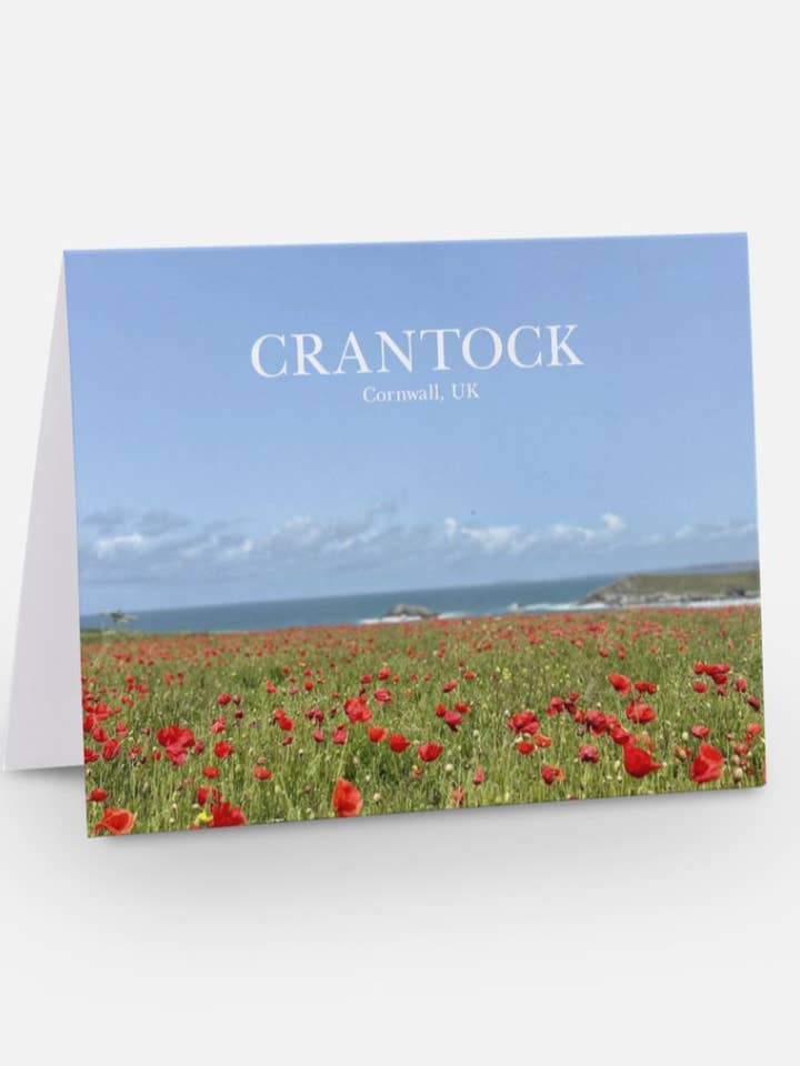 Biglietto Campo di Papaveri Crantock Cornwall con busta per la vendita all'ingrosso da parte di Cornish Glow