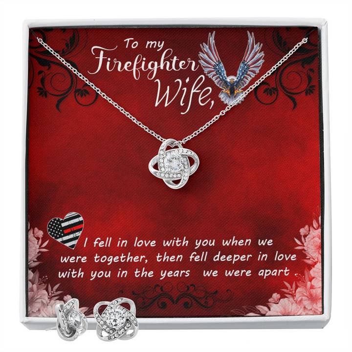 Cadeau pour femme - Ensemble collier et boucles d'oreilles Love Knot pour la vente par Sunkissed Shores Jewellery