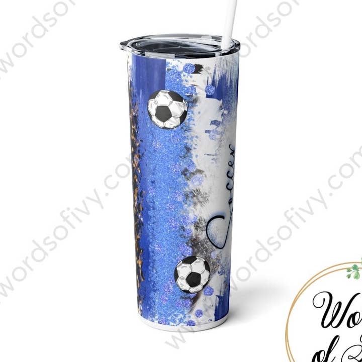 Skinny Tumbler - Blue Soccer Mom for wholesale by Words of Ivy