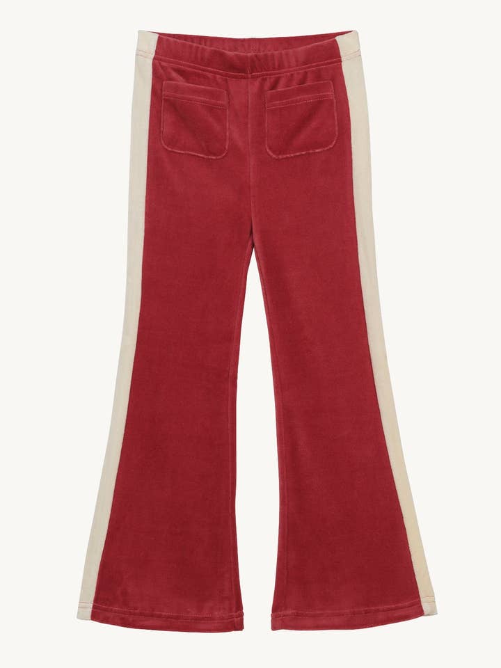 PLAYetc - Wholesale Trousers – Kids - Velour Flares - Rose Brown Stripe0