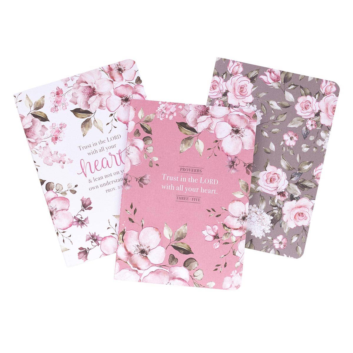 Christian Art Gifts - Wholesale Notebook - Notebook Set 3pc MD Pink, White Prov. 3:5, Gray2