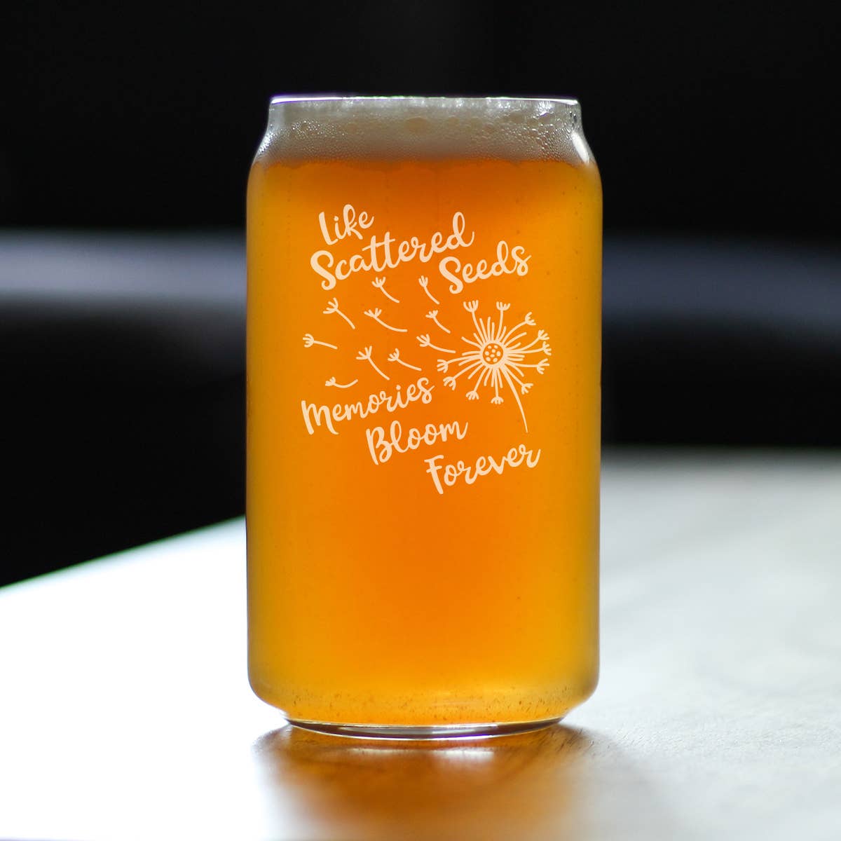 bevvee - Wholesale Beer glass/mug - Scattered Seeds Dandelion - Beer Can Pint Glass - Sympathy1