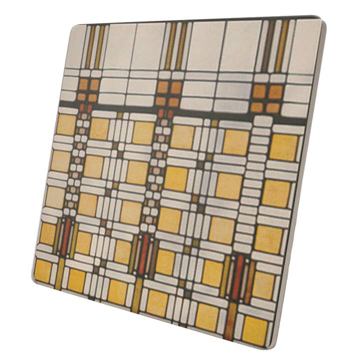 CounterArt/Highland Home/Thirstystone/CoasterStone – Base para tacho por atacado – Frank Lloyd Wright “Casa Dana-Thomas I” 8" Trivet Quadrado