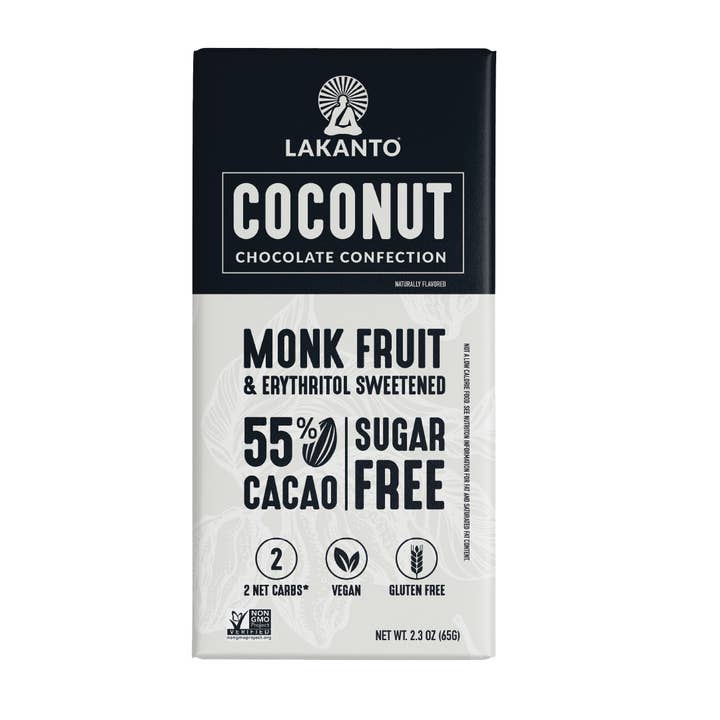 Lakanto - Wholesale Chocolate Bar - Lakanto Coconut Chocolate Bars 55% Cacao (12 Bars)
