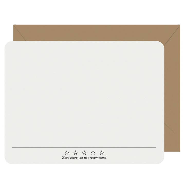 Note Cards Letterpress Zero Stars - Boxed Set of 8 for wholesale by Letterpress Jess