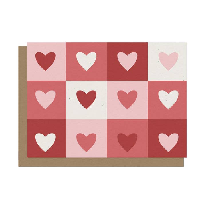 Coeurs en damier - Carte d'amour vierge pour la vente par Statement Goods