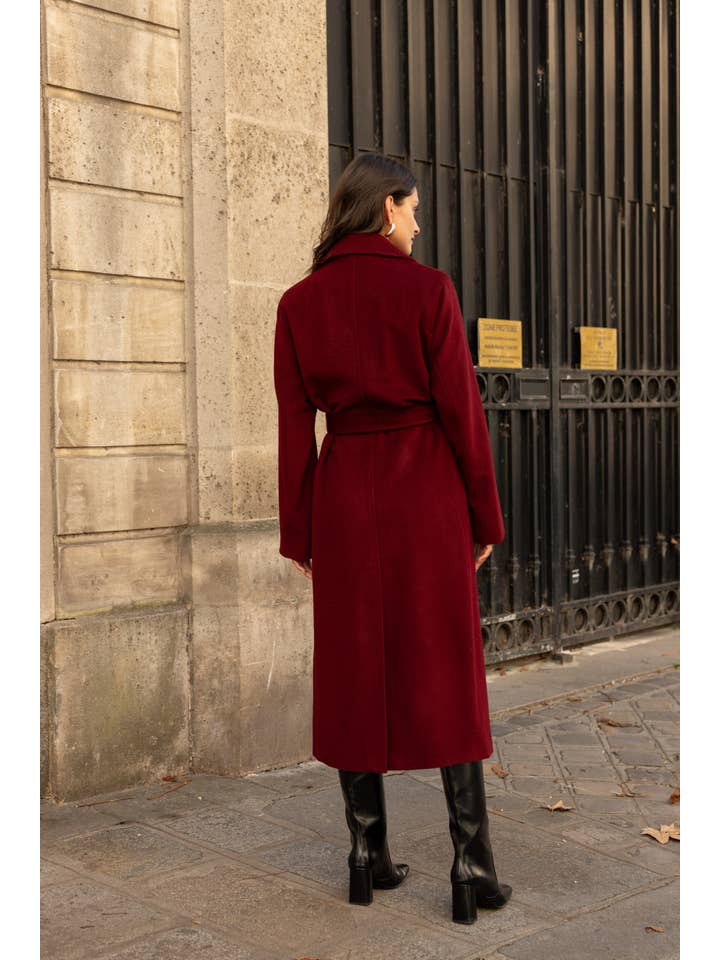 Attentif Paris - Wholesale Coat - Women's - Belted long coat in blended wool40