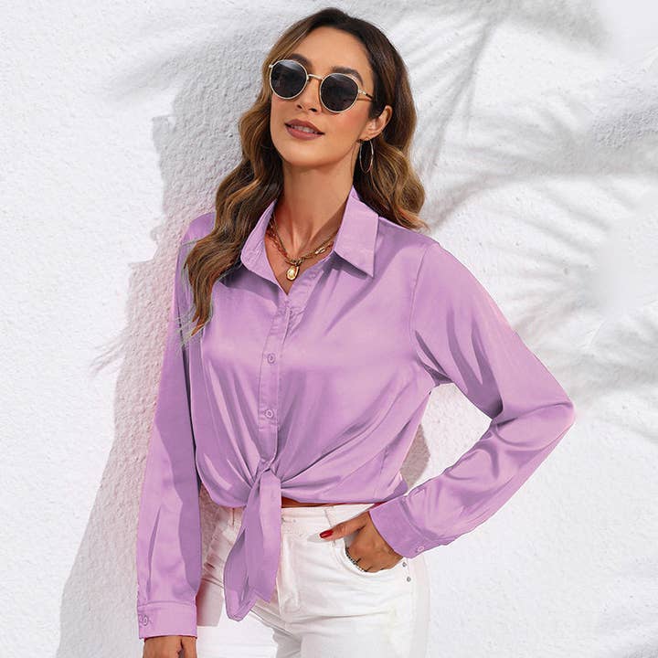 Satin Silk Long Sleeve Shirt for wholesale by UZ Wholesale Store