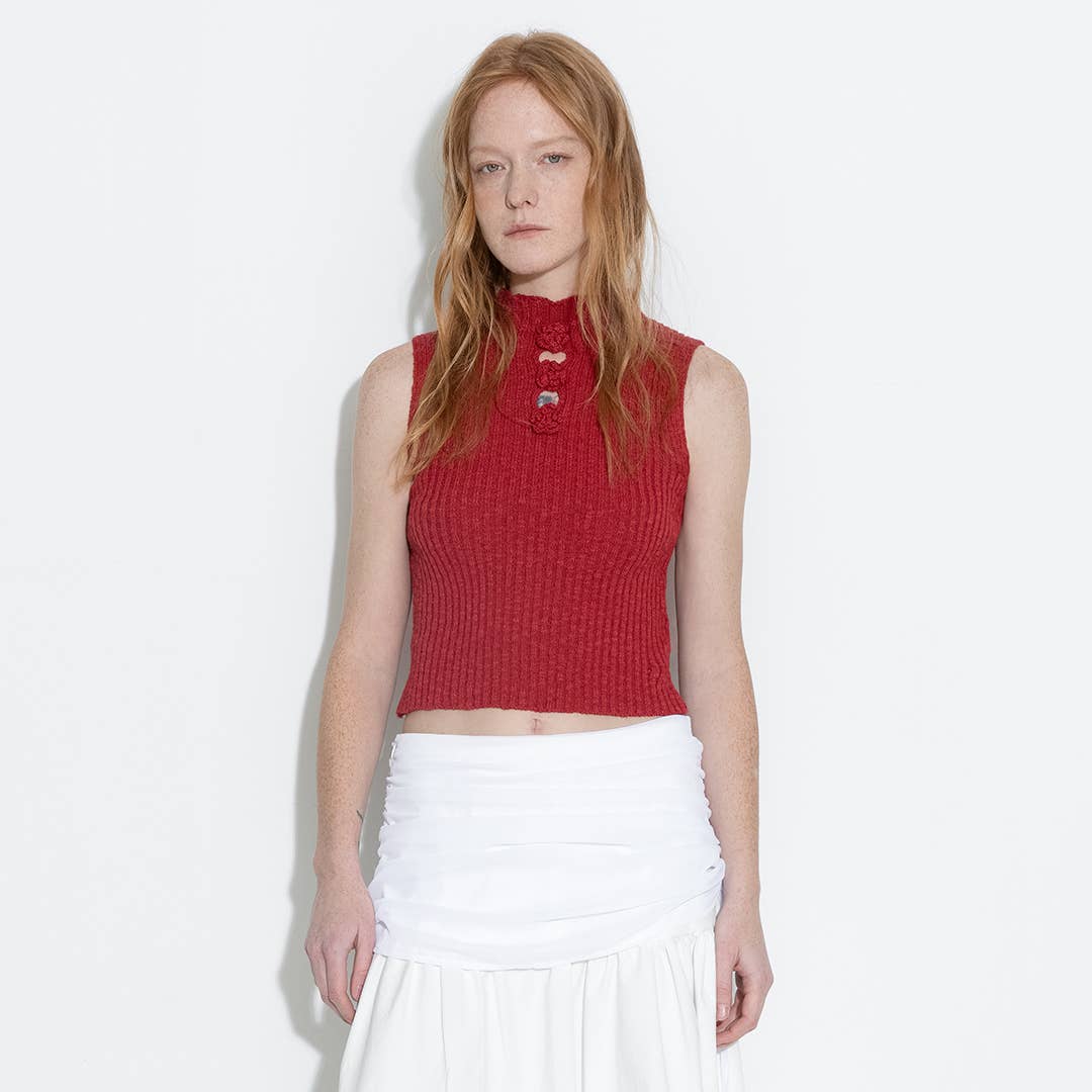 CUBIC - Venta al por mayor Camiseta sin mangas - Mujer - Top de punto sin mangas Flower 3D0