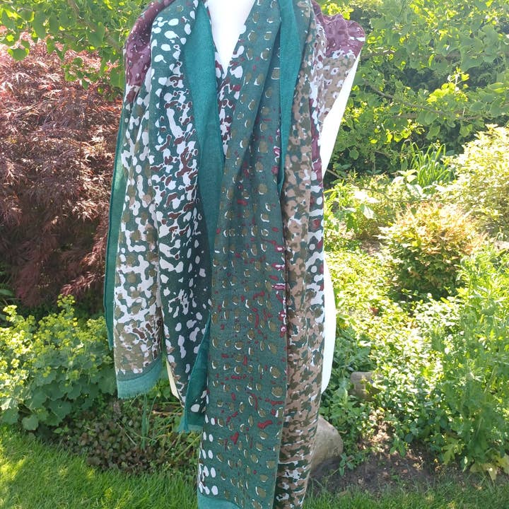 perleperle – Engroshandel Tørklæde - Dame – Tørklæder/ sjal af viskose og bomuld, bordeauxgrøn1