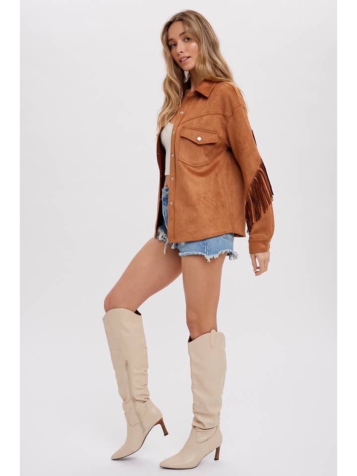 Bluivy - Wholesale Shirt Jacket/Shacket - Women's - VEGAN SUEDE FRINGED SHACKET23