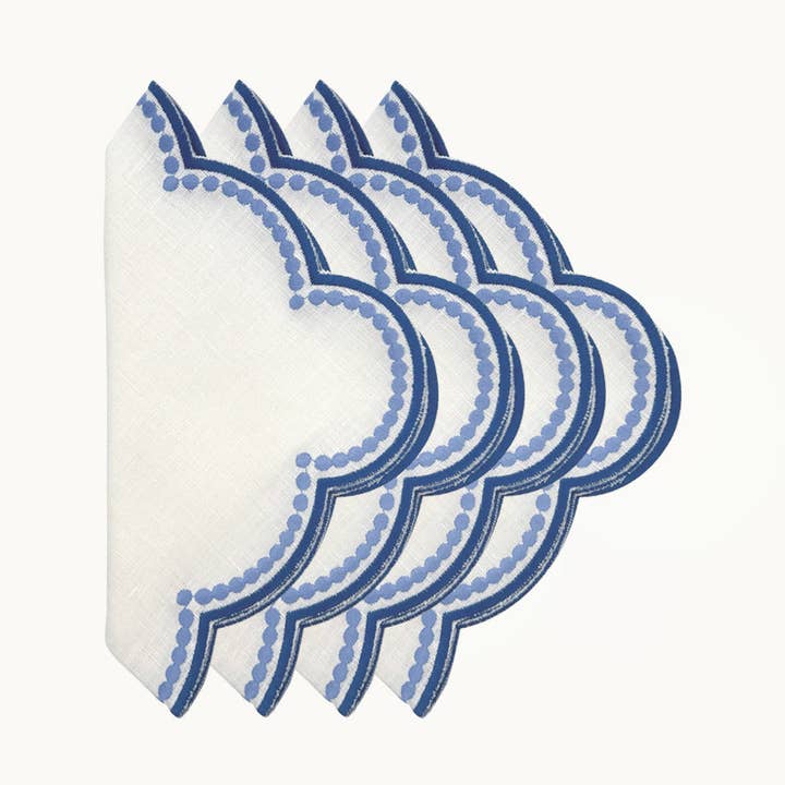 Lilibeth white with blue napkin (set of 4) for wholesale by Duggan Society