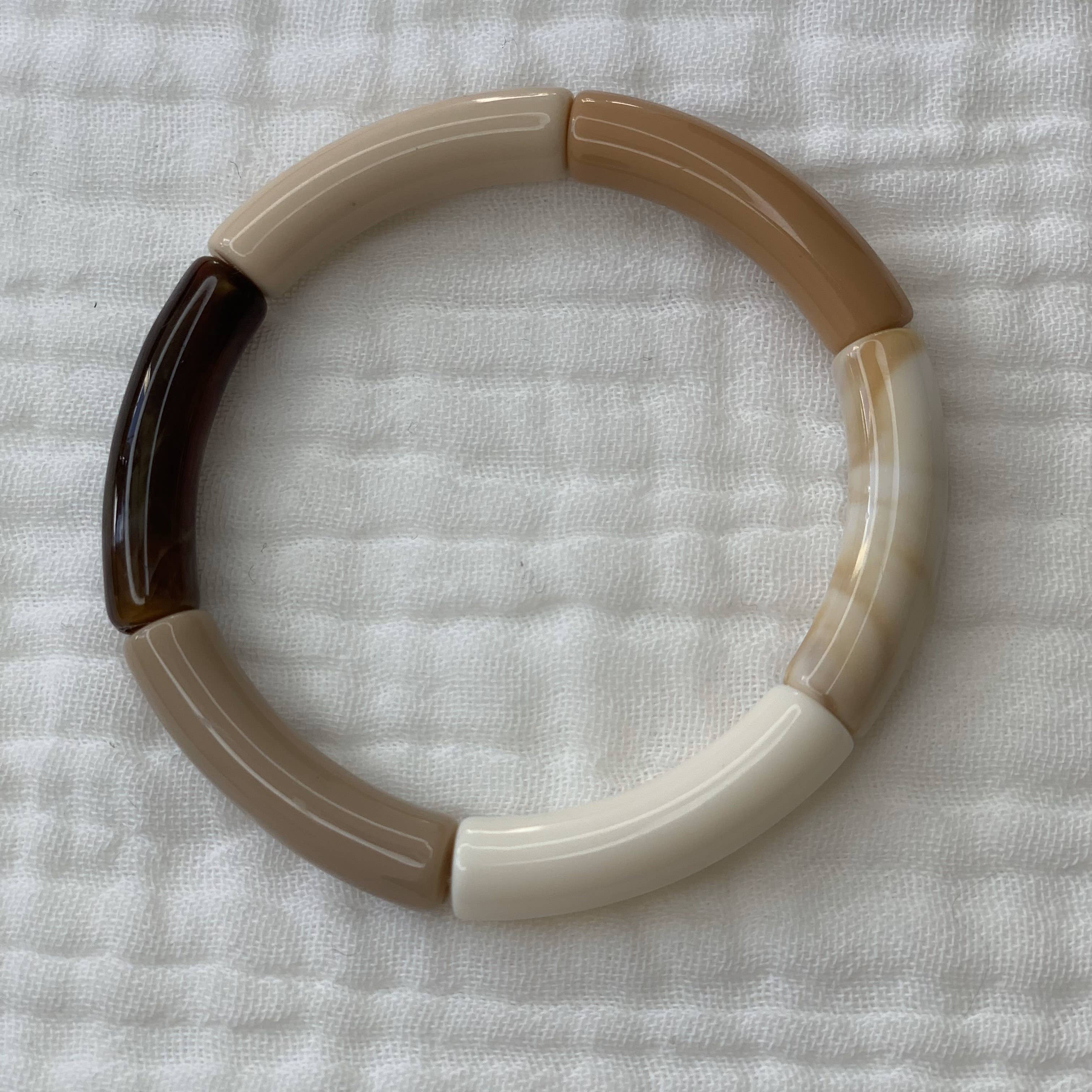 Manacreations – Pulseira de missangas por atacado – Pulseiras elásticas com canos curvos em tons bege e écru7