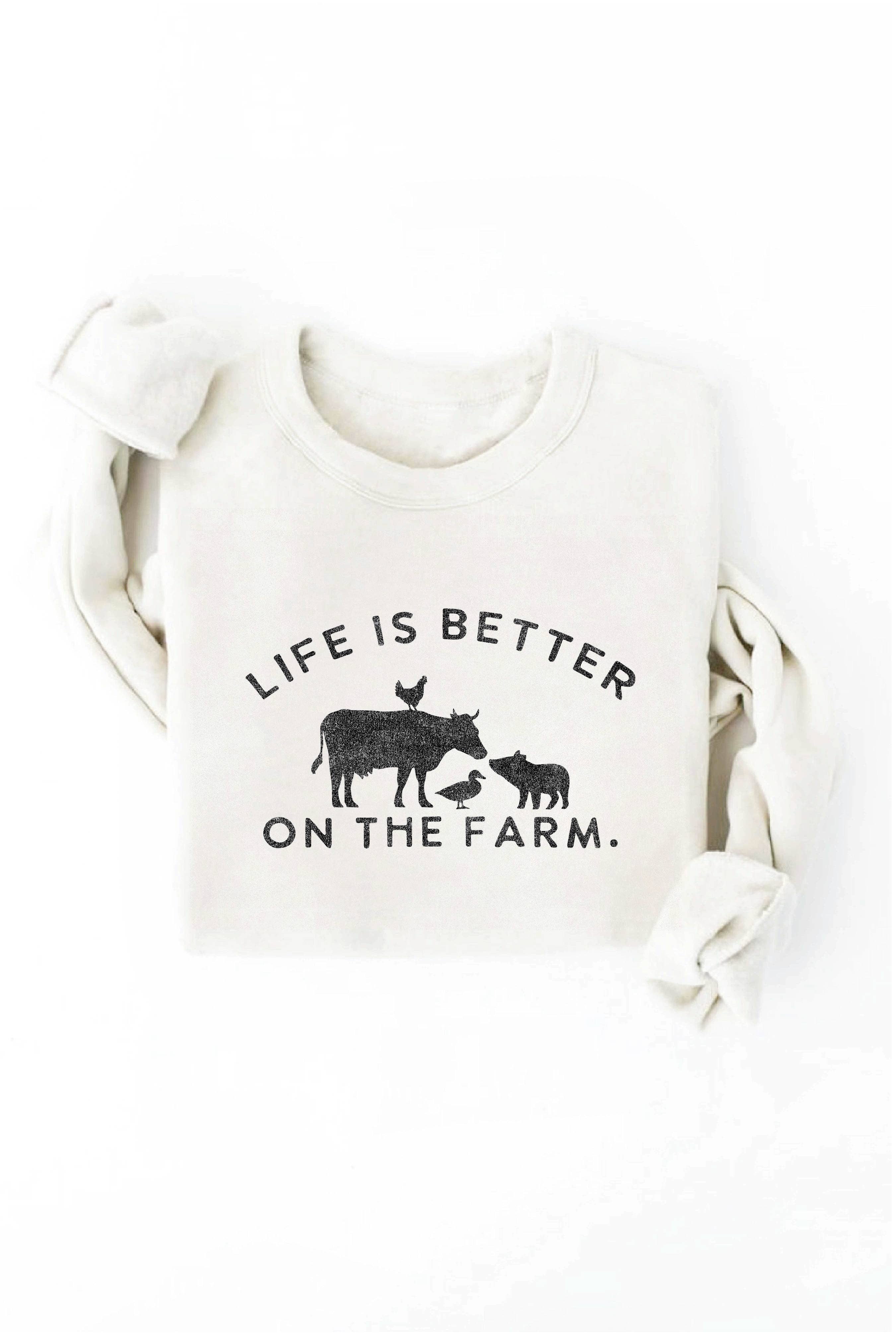 OAT COLLECTIVE - Wholesale Graphic Sweatshirt - Women's - LIFE IS BETTER ON THE FARM Graphic Sweatshirt3