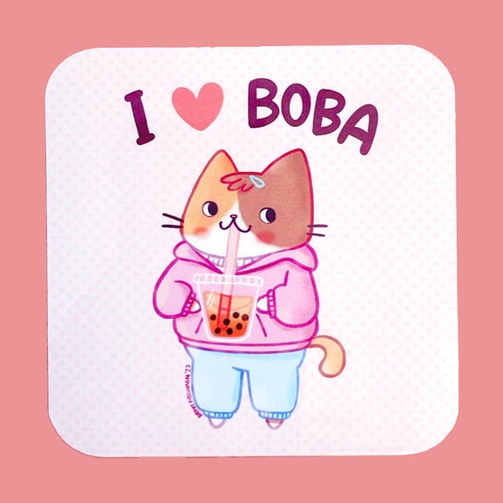 I Love Boba Vinyl Sticker for wholesale by Brave Moonman