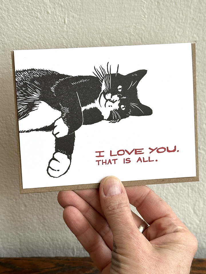 Lynn-oleum - Wholesale Love Card - Cat Love You LETTERPRESS CARD1